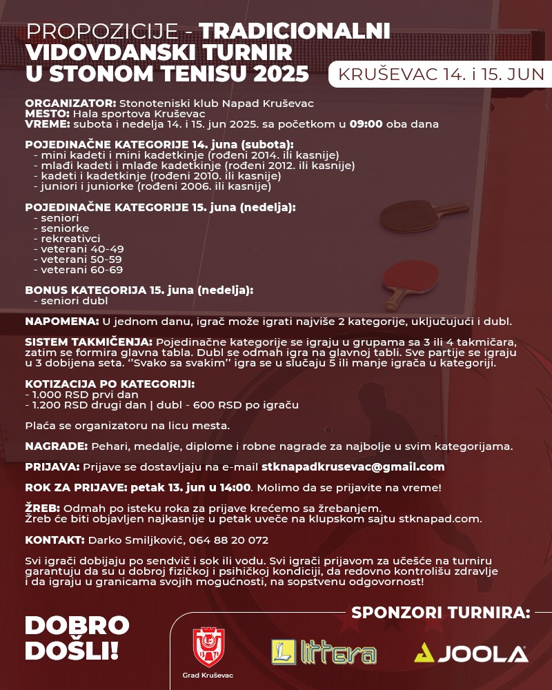 Vidovdanski turnir u Kruševcu 2025